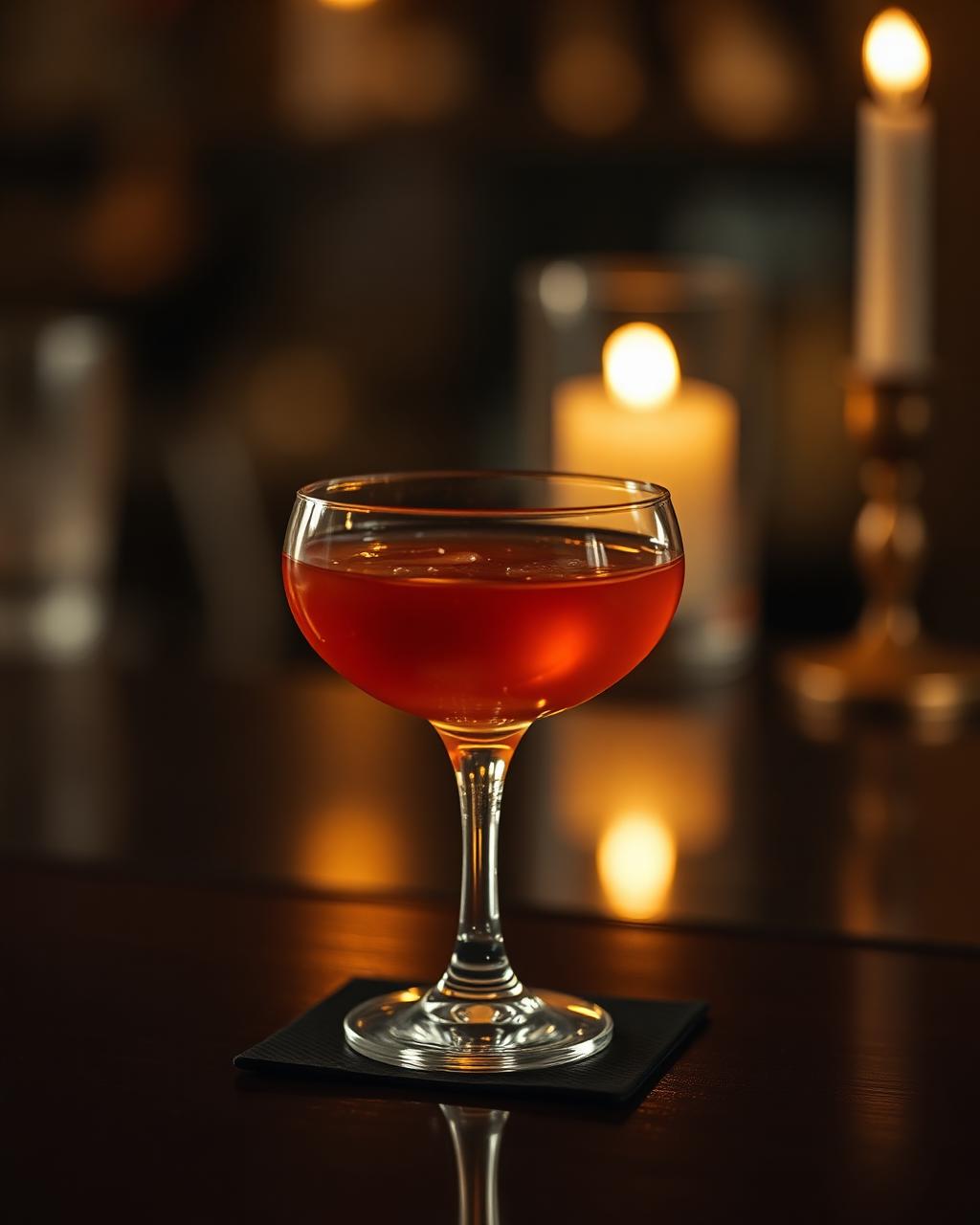 Coupe cocktail by candlelight
